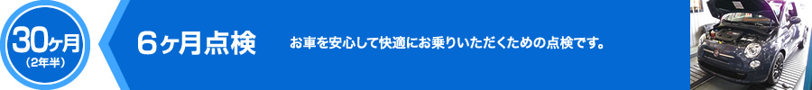 30ヶ月（2年半）,6ヶ月点検,お車を安心して快適にお乗りいただくための点検です。