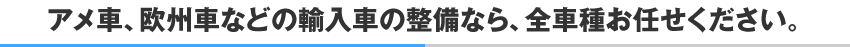 アメ車、欧州車などの輸入車の整備なら、全車種お任せください。